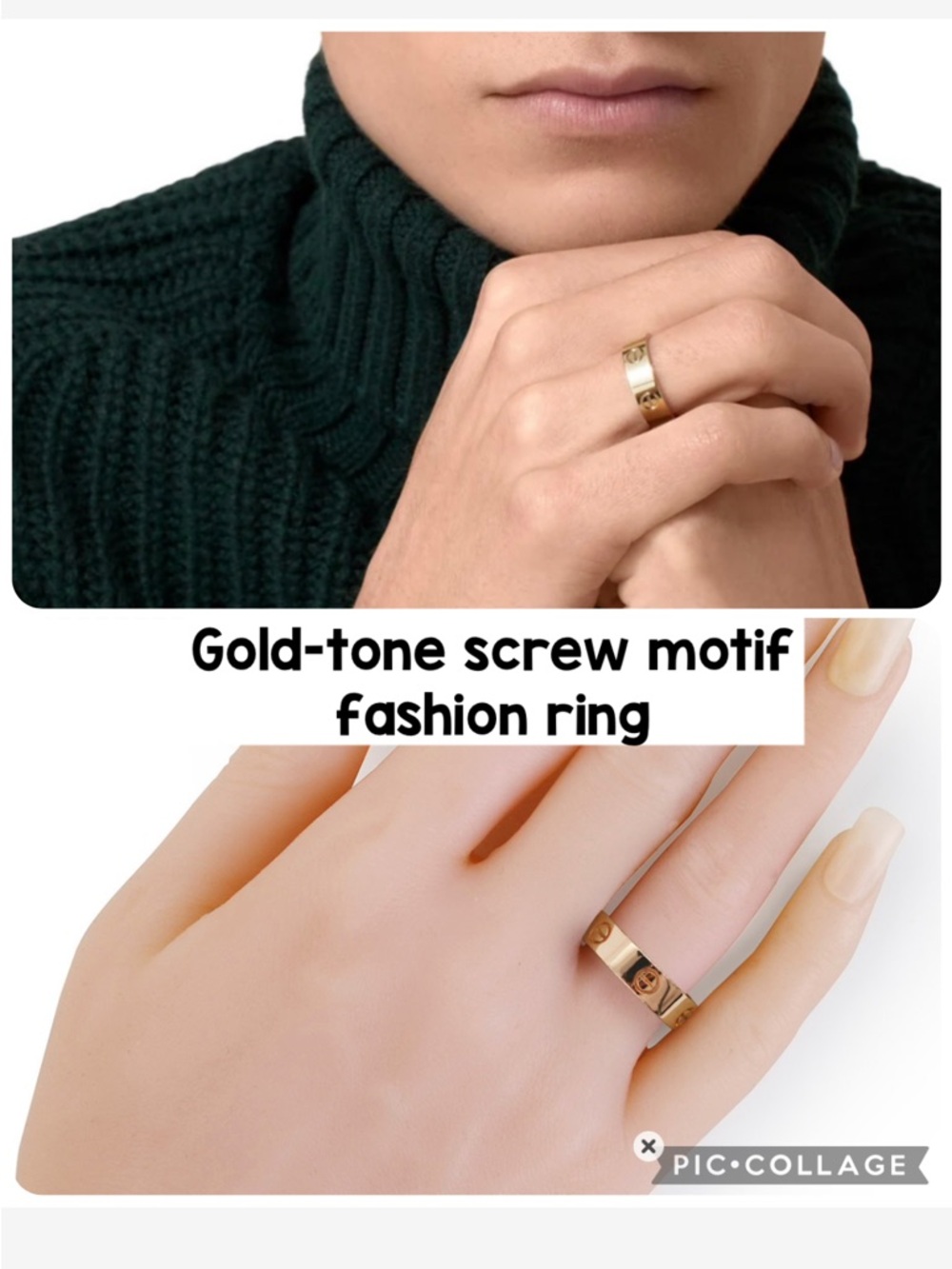 Gold-Tone Screw Motif Fashion Ring - Unbranded/ petite size